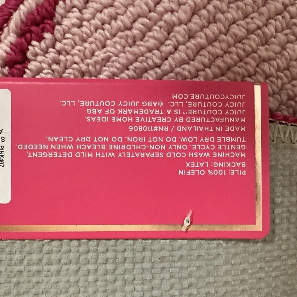 Juicy Couture Pink Bow Accent Rug Bath Mat Coquette Scalloped 26x45